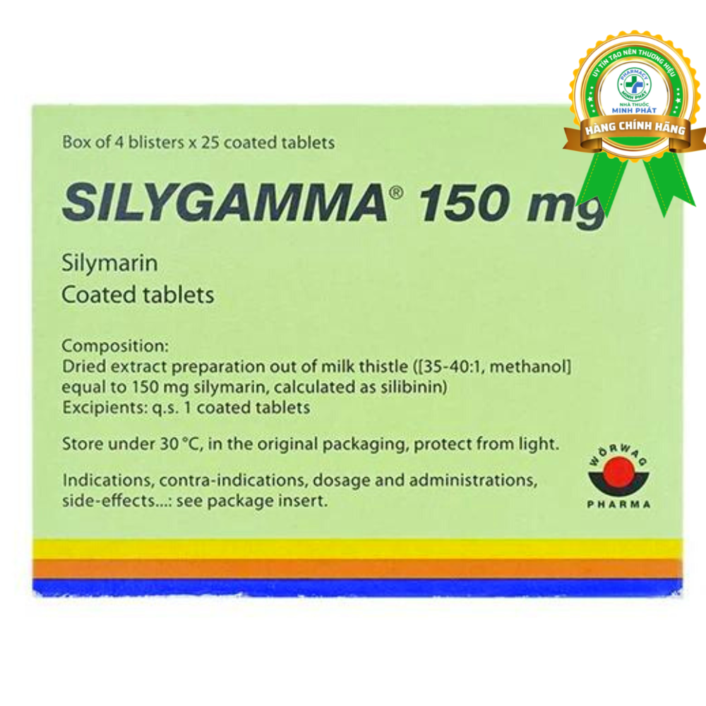 Thuốc Silygamma 150mg trị viêm gan mãn, xơ gan (4vỉ x 25viên)